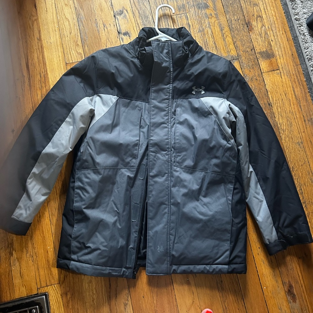 Barely Worn Under Armour Youth Black and Gray Jacket